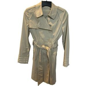 DKNY Jeans Light Tan Women's Cotton Trench Coat Size Medium Double Breasted